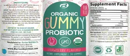 Label for Organic Gummy Probiotic For Kids Strawberry Flavored