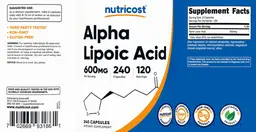 Label for Alpha Lipoic Acid 600 mg