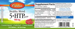 Label for Healthy Mood 5-HTP Elite 100 mg Natural Raspberry Flavor