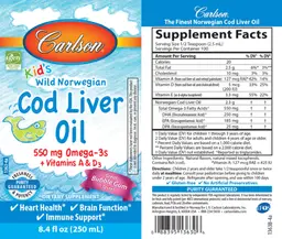 Label for Kid's Cod Liver Oil Bubble Gum