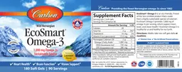 Label for EcoSmart Omega-3 1,000 mg Natural Lemon Flavor