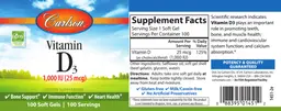 Label for Vitamin D3 1,000 IU (25 mcg)