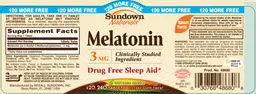 Label for Melatonin 3 mg