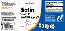 Label for Biotin 10,000 mcg