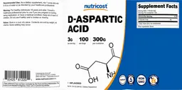 Label for D-Aspartic Acid 3 g Unflavored