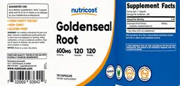 Label for Goldenseal Root 600 mg