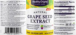 Label for Grape Seed Extract 300 mg