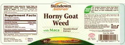 Label for Horny Goat Weed With Maca