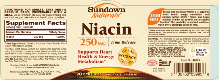 Label for Niacin 250 mg Time Release