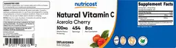 Label for Natural Vitamin C 500 mg Unflavored