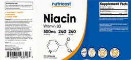 Label for Niacin 500 mg