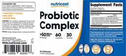 Label for Probiotic Complex >50 Billion CFU