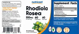 Label for Rhodiola Rosea 500 mg