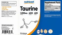 Label for Taurine 1,000 mg