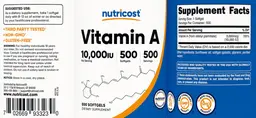 Label for Vitamin A 10,000 IU
