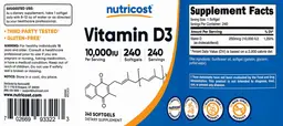 Label for Vitamin D3 10,000 IU