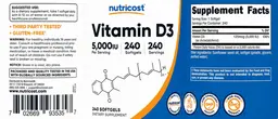 Label for Vitamin D3 5,000 IU