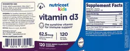 Label for Vitamin D3 62.5 mcg (2500 IU) Mixed Berry Flavored Gummies