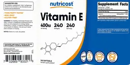 Label for Vitamin E 400 IU