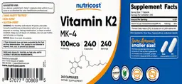 Label for Vitamin K2 100 mcg