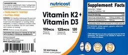 Label for Vitamin K2 100 mcg + Vitamin D3 125 mcg