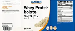 Label for Whey Protein Isolate 30 g Unflavored