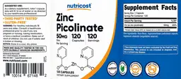 Label for Zinc Picolinate 50 mg