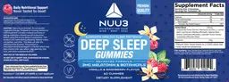 Label for Deep Sleep Gummies Vanilla & Raspberry Flavor