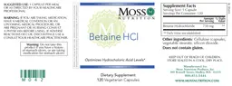 Label for Betaine HCl