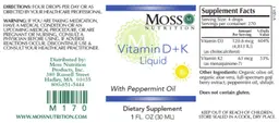 Label for Vitamin D + K Liquid with Peppermint Oil