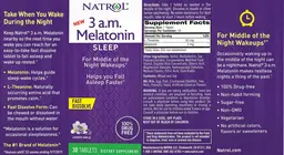 Label for 3 a.m. Melatonin Fast Dissolve Lavender Vanilla