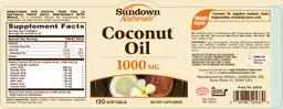Label for Coconut Oil 1000 mg