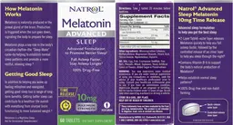Label for Melatonin 10 mg Advanced Sleep Time Release