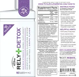 Label for Rely Detox Grape Flavor