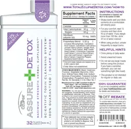 Label for Assure Detox Grape Flavor