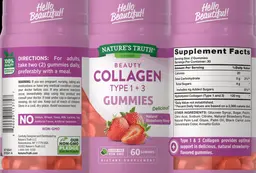 Label for Beauty Collagen Type 1 + 3 Gummies Natural Strawberry Flavor