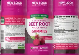 Label for Beet Root + Black Pepper Gummies Natural Strawberry Flavor