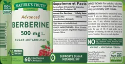 Label for Berberine 500 mg