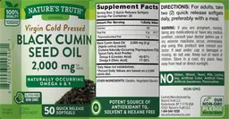 Label for Black Cumin Seed Oil 2,000 mg