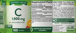 Label for C 1,000 mg plus Wild Rose Hips