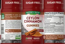 Label for Ceylon Cinnamon Gummies Natural Cinnamon Latte Flavor