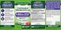 Label for Chewable Probiotic-14 Natural Berry Flavor