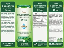 Label for Chlorophyll 50 mg Liquid Drops Natural Mint Flavor