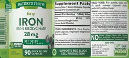 Label for Easy Iron 28 mg
