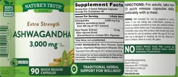 Label for Extra Strength Ashwagandha 3,000 mg