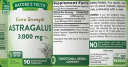 Label for Extra Strength Astragalus 3,000 mg