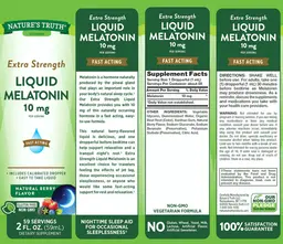 Label for Extra Strength Liquid Melatonin 10 mg Natural Berry Flavor
