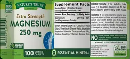 Label for Extra Strength Magnesium 250 mg