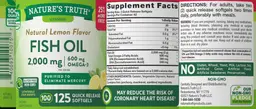 Label for Fish Oil 2,000 mg Natural Lemon Flavor