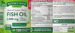 Label for Fish Oil 2,400 mg Natural Lemon Flavor